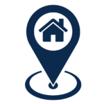 Icon shows a house inside of a pin on a map