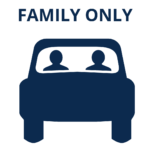 icon shows a car with two people in it and text over it reads "family only"